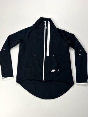 Nike Womens Tech Fleece Full Zip Collared Sweatshirt Jacket Black Sz L Athletic